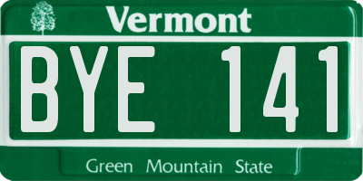 VT license plate BYE141