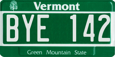 VT license plate BYE142