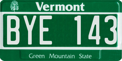 VT license plate BYE143