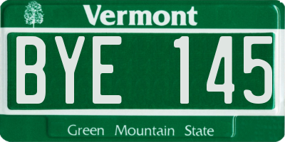 VT license plate BYE145