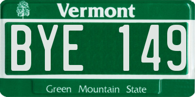 VT license plate BYE149