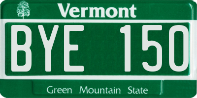 VT license plate BYE150