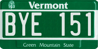 VT license plate BYE151