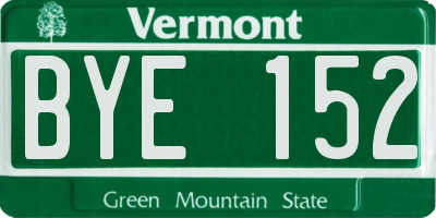 VT license plate BYE152
