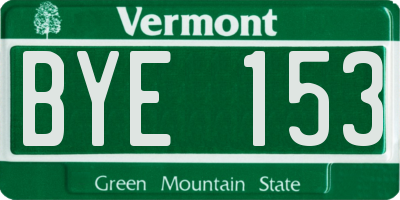 VT license plate BYE153