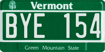 VT license plate BYE154