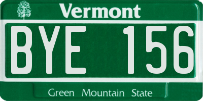 VT license plate BYE156