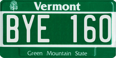 VT license plate BYE160