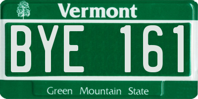VT license plate BYE161