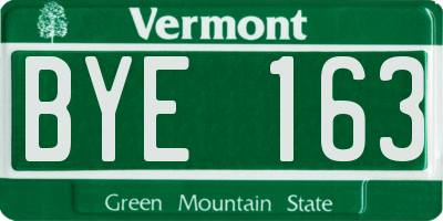 VT license plate BYE163