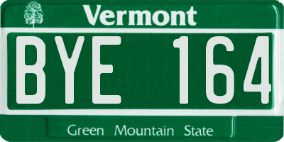VT license plate BYE164