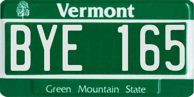 VT license plate BYE165