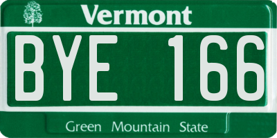 VT license plate BYE166