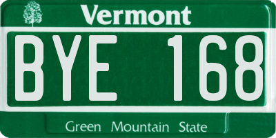 VT license plate BYE168