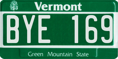 VT license plate BYE169