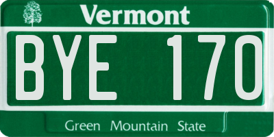 VT license plate BYE170