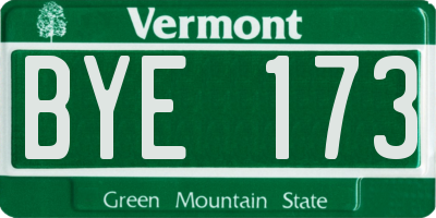 VT license plate BYE173