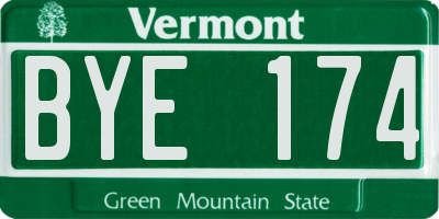 VT license plate BYE174