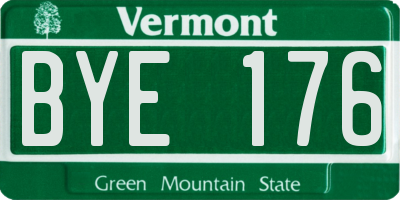 VT license plate BYE176