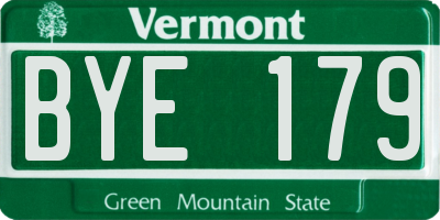 VT license plate BYE179