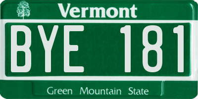VT license plate BYE181