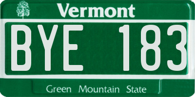 VT license plate BYE183