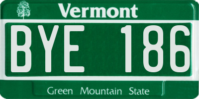 VT license plate BYE186