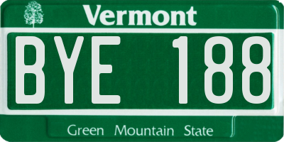 VT license plate BYE188