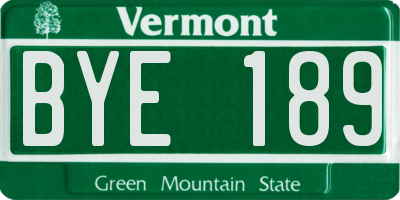 VT license plate BYE189