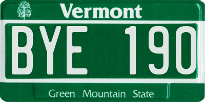 VT license plate BYE190