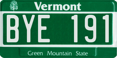 VT license plate BYE191