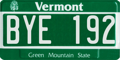 VT license plate BYE192
