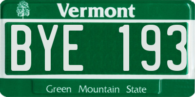 VT license plate BYE193