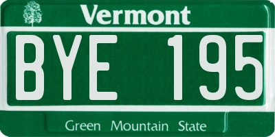 VT license plate BYE195