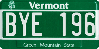 VT license plate BYE196