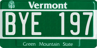 VT license plate BYE197
