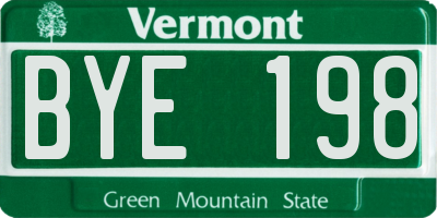 VT license plate BYE198