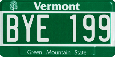 VT license plate BYE199