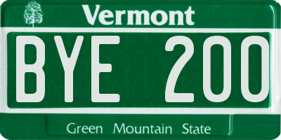VT license plate BYE200