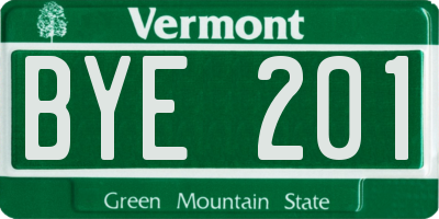 VT license plate BYE201