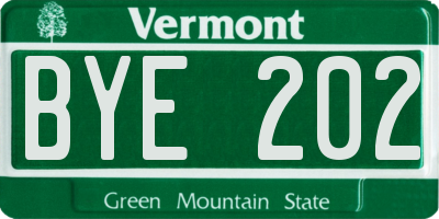VT license plate BYE202