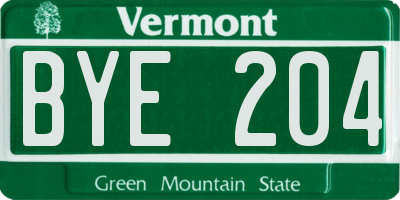 VT license plate BYE204