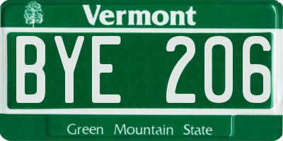 VT license plate BYE206