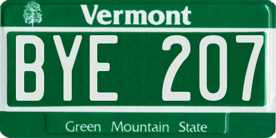 VT license plate BYE207