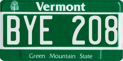 VT license plate BYE208