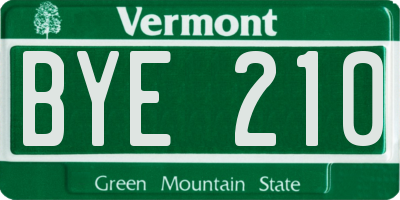 VT license plate BYE210