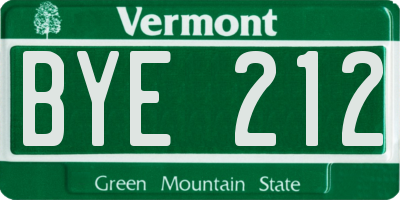VT license plate BYE212