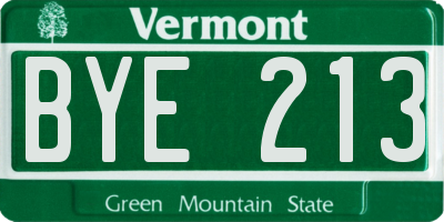 VT license plate BYE213