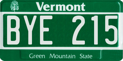 VT license plate BYE215