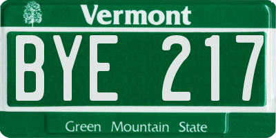 VT license plate BYE217